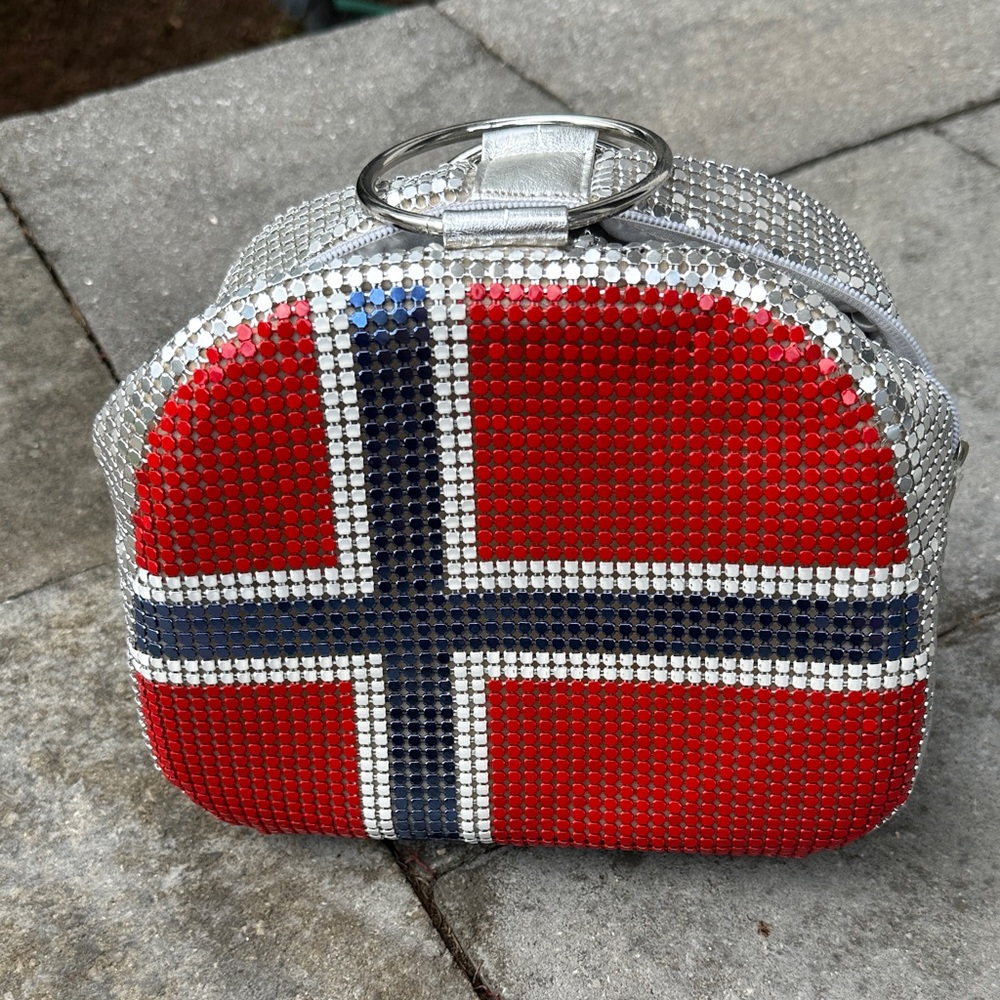Glamorous Silver and Red Rhinestone Wristlet
